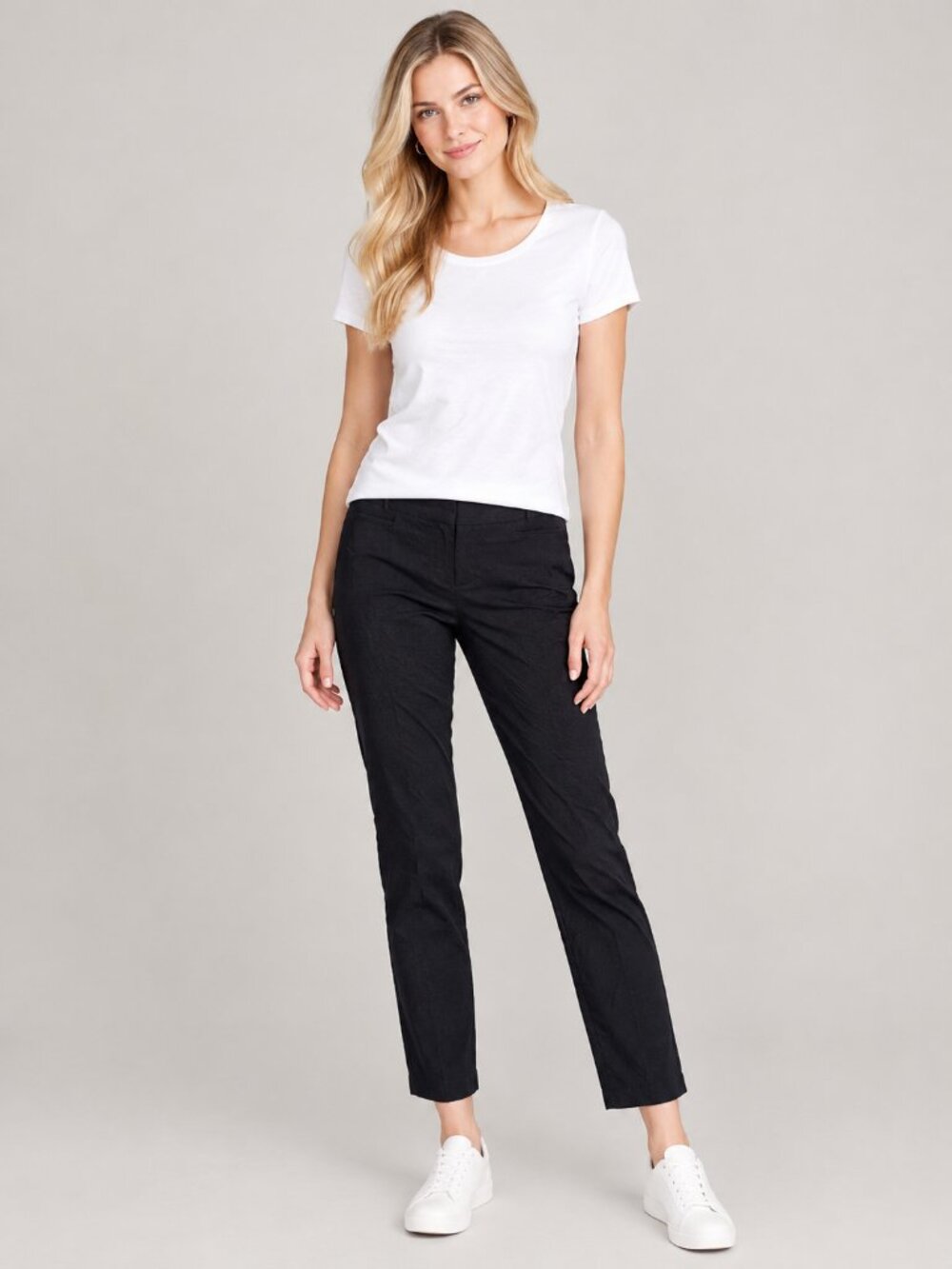 2/$30 Chico's Mid Rise Slim Ankle Cropped Trouser Black 10 #A5100